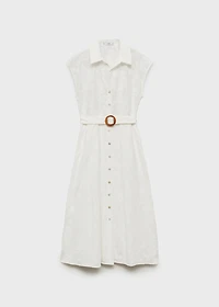 Embroidered shirt dress with belt