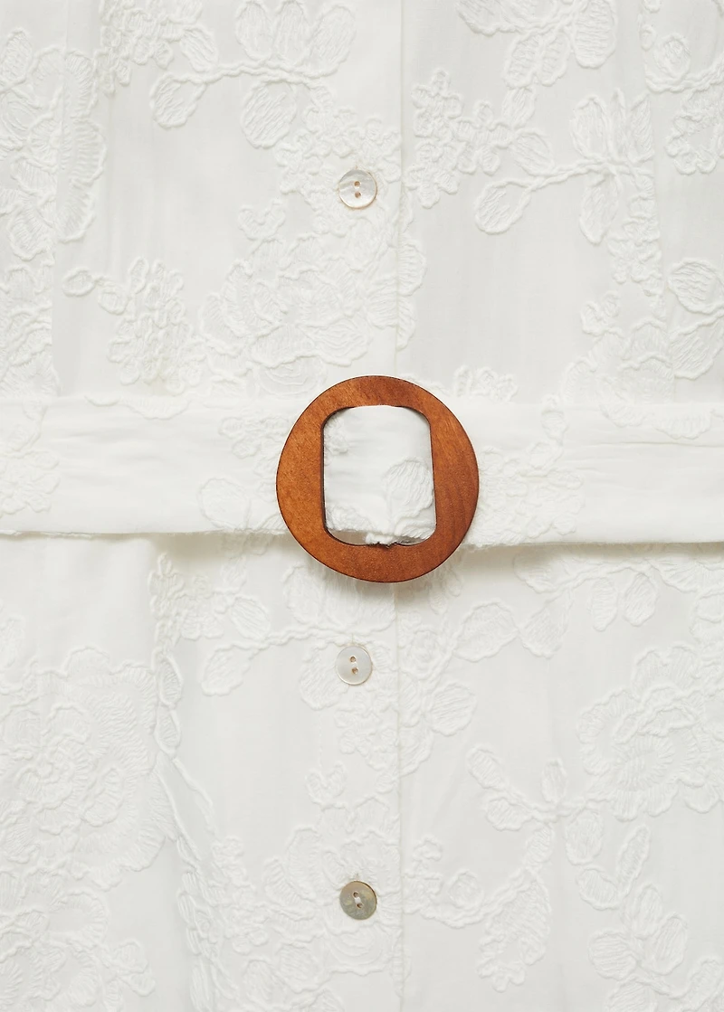 Embroidered shirt dress with belt