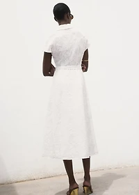 Embroidered shirt dress with belt