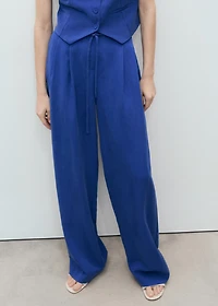 Lyocell suit pants with bow belt