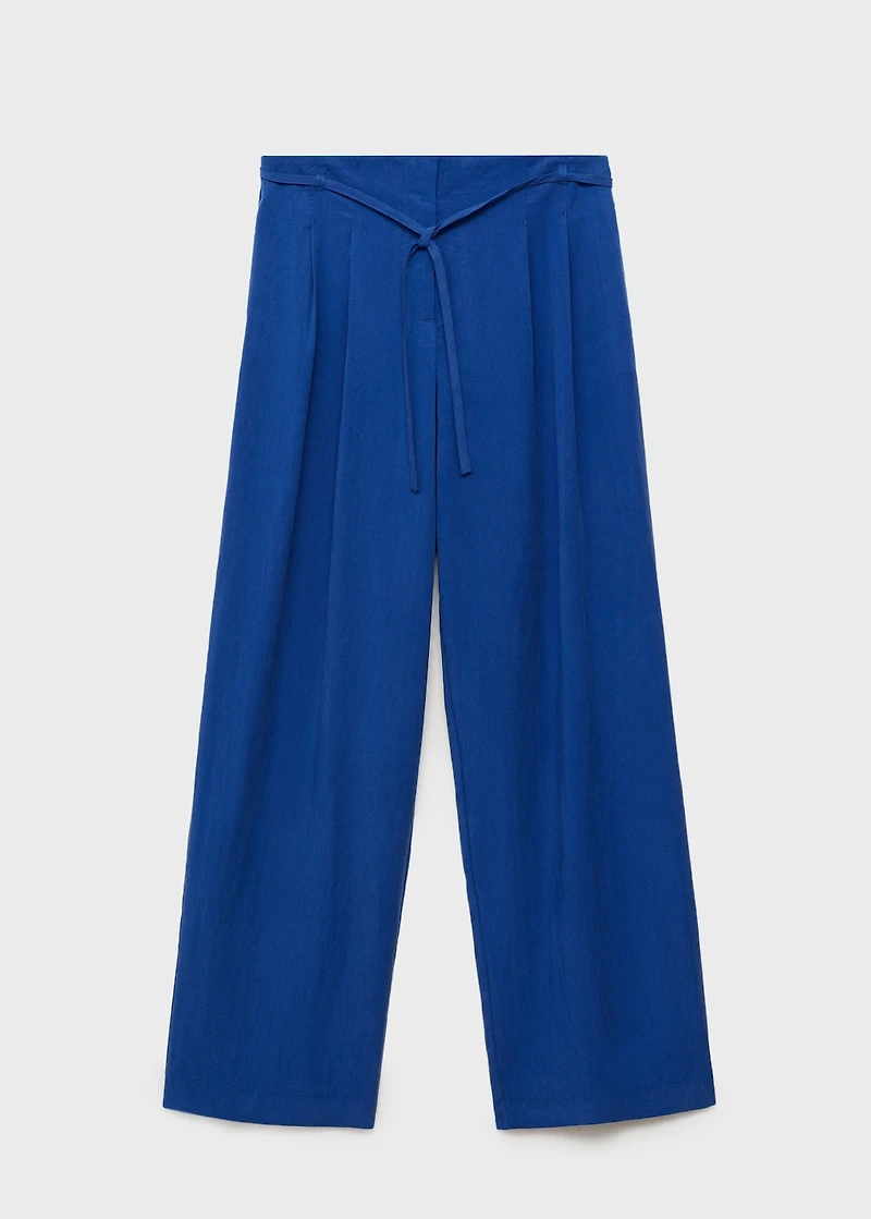 Lyocell suit pants with bow belt