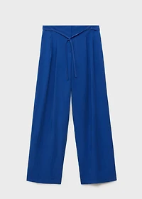 Lyocell suit pants with bow belt