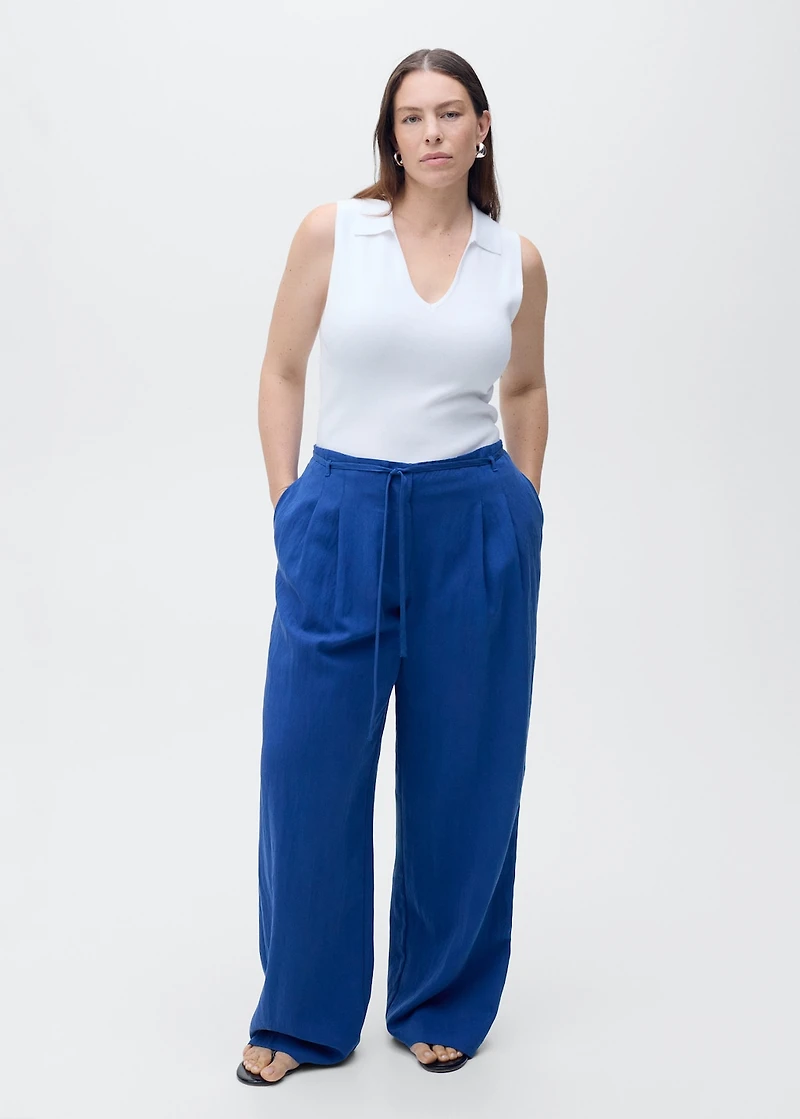 Lyocell suit pants with bow belt