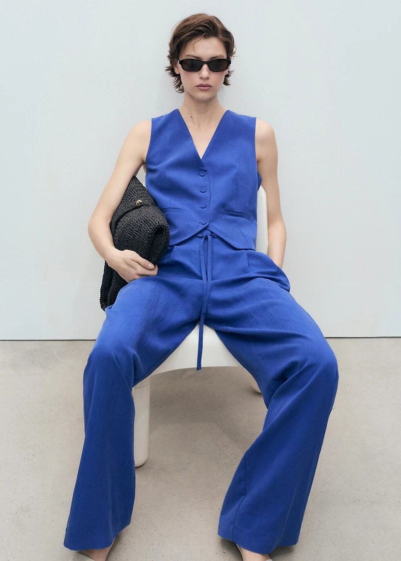 Lyocell suit pants with bow belt