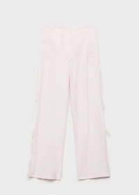Straight pants with slits and bows