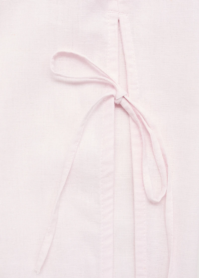 Straight pants with slits and bows