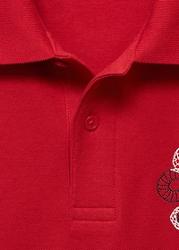 100% cotton polo shirt with embroidered graphic on the chest