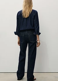 Low-rise straight jeans with belt