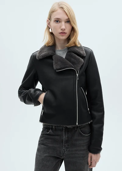 Jacket with shearling-effect lining
