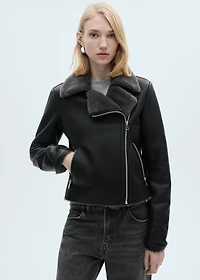 Jacket with faux shearling lining