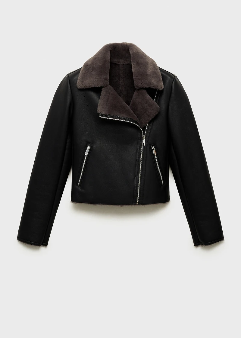 Jacket with faux shearling lining