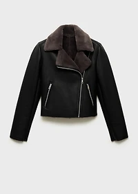 Jacket with faux shearling lining