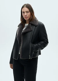 Jacket with faux shearling lining