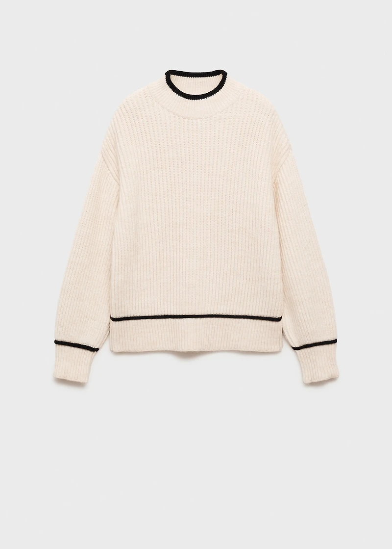 Perkins-neck sweater with contrasting details