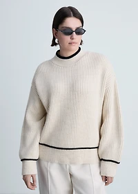 Perkins-neck sweater with contrasting details
