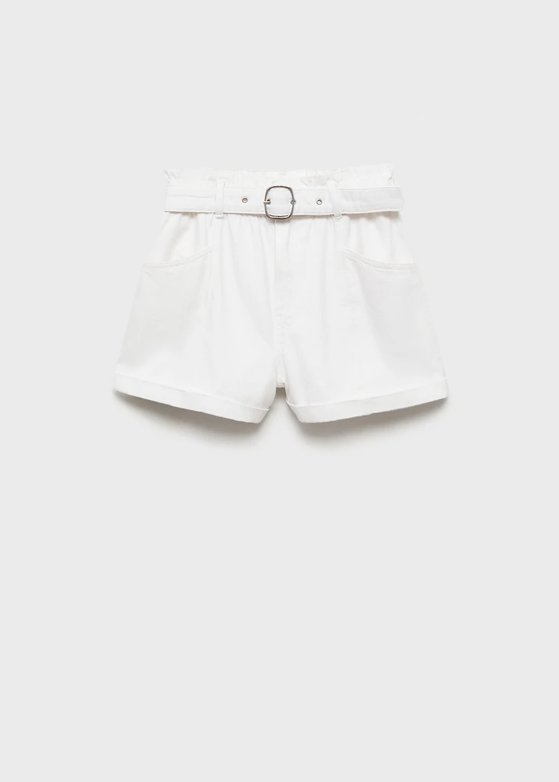 Paperbag shorts with rolled hem and belt