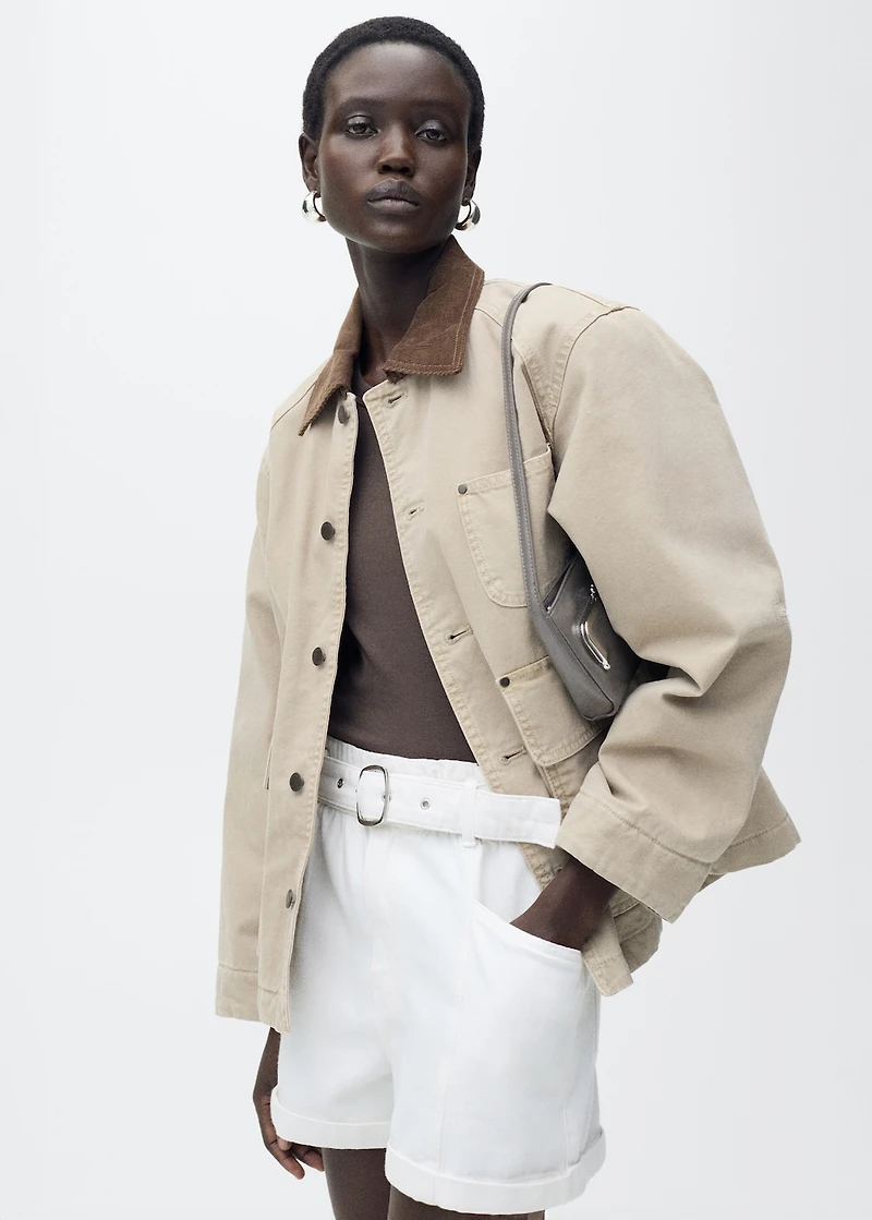 Paperbag shorts with rolled hem and belt