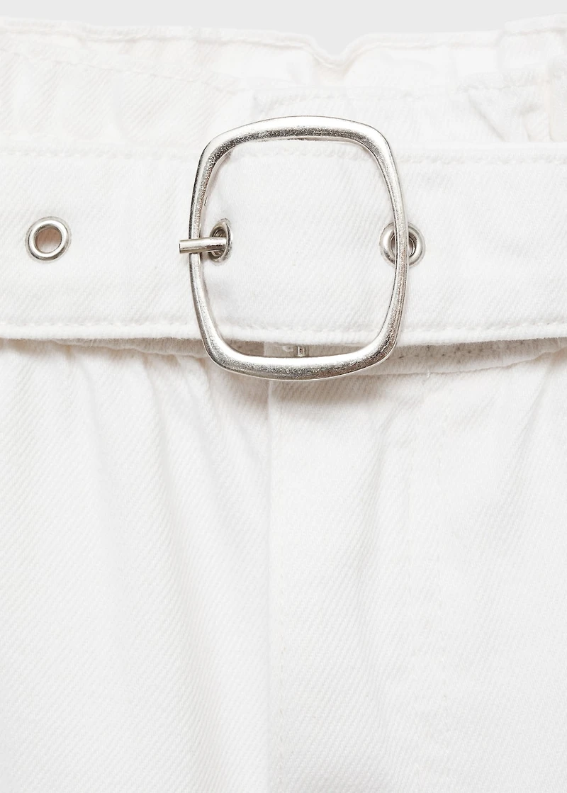 Paperbag shorts with rolled hem and belt