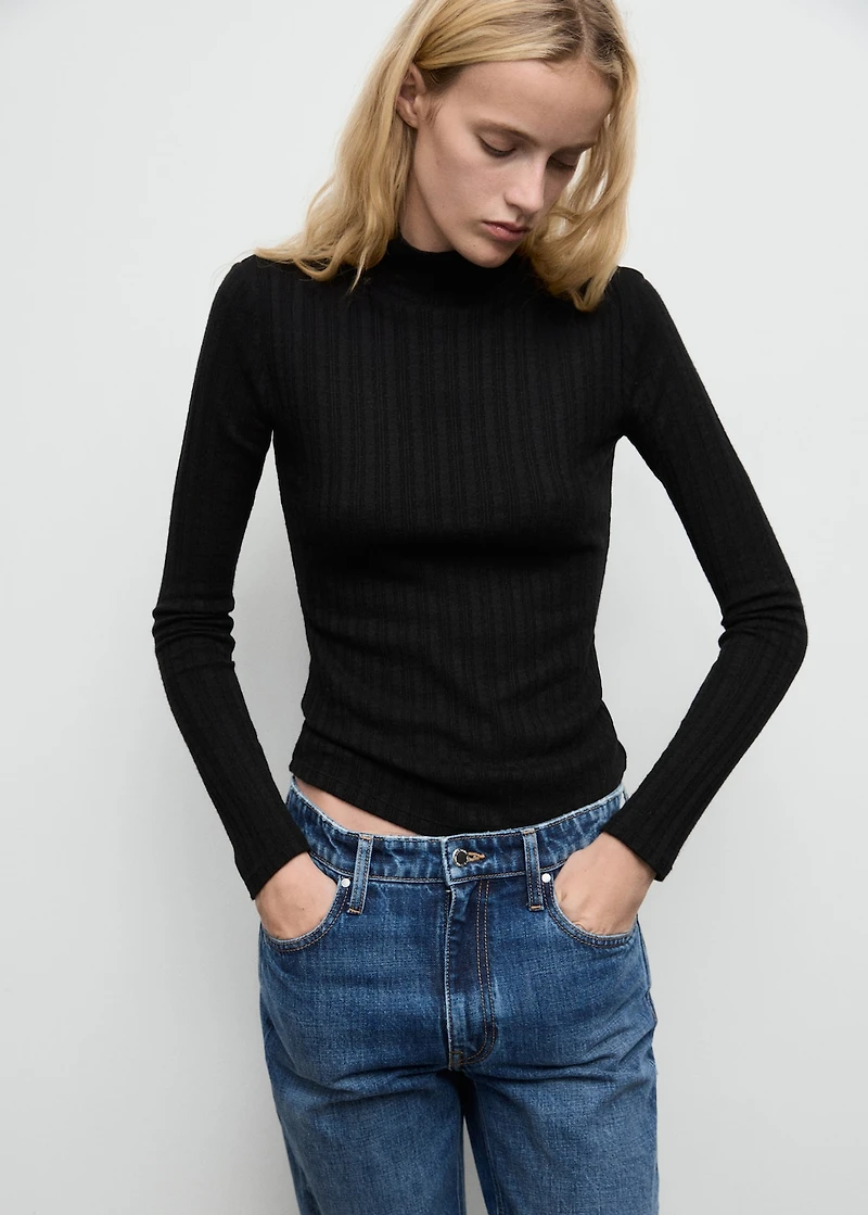 Ribbed high neck t-shirt