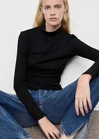 Ribbed high neck t-shirt