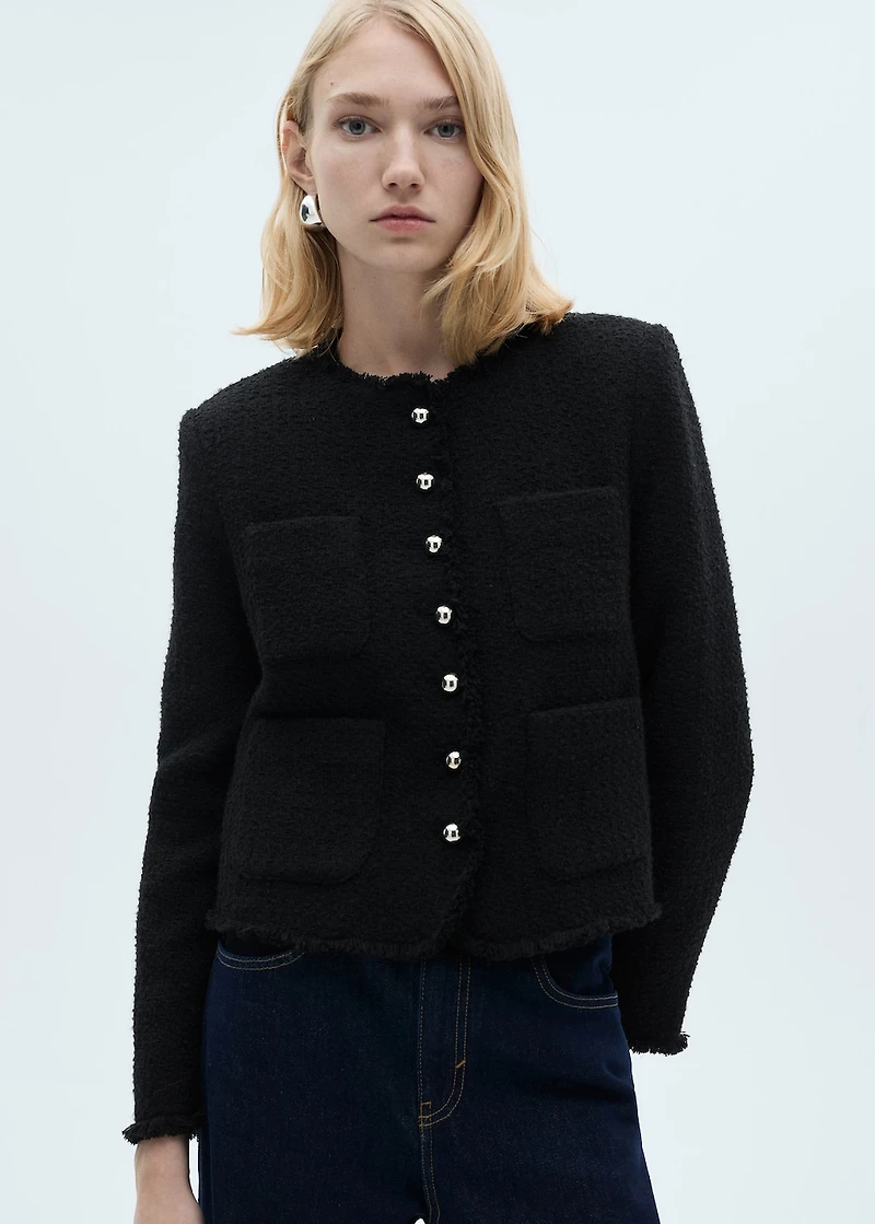 Tweed jacket with jewel buttons