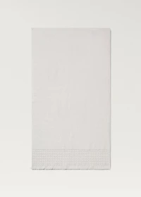 Washbasin towel with waffle trim and fringe