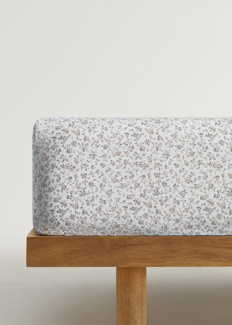 Children's cotton percale printed fitted bed sheet for 90 cm