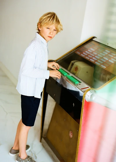 Linen chino Bermuda shorts