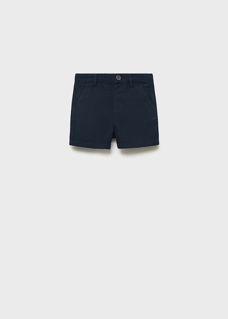 Linen-cotton blend Bermuda short