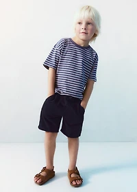 Linen-cotton blend Bermuda short