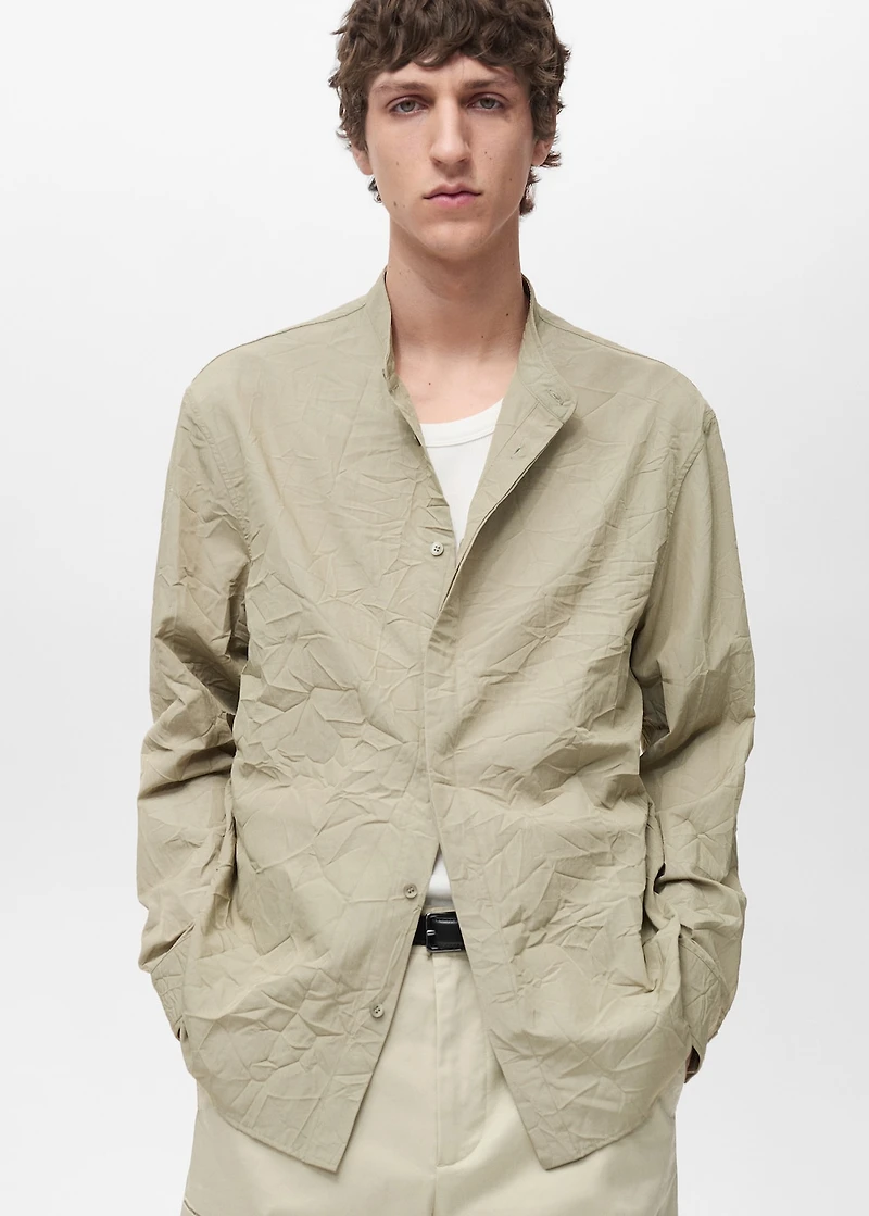 Crew-neck shirt with wrinkled effect