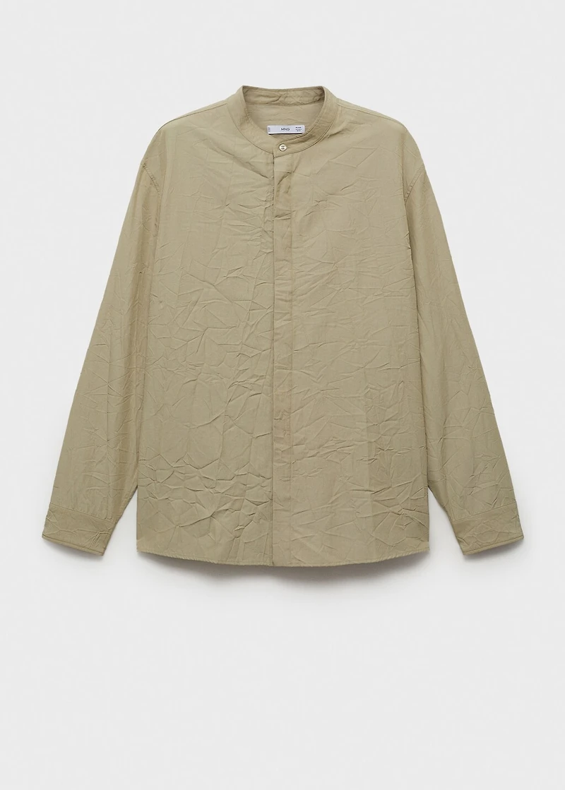Crew-neck shirt with wrinkled effect
