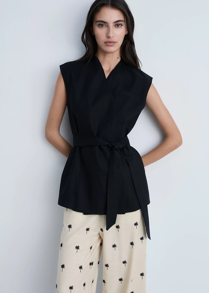 Embroidered straight-fit pants