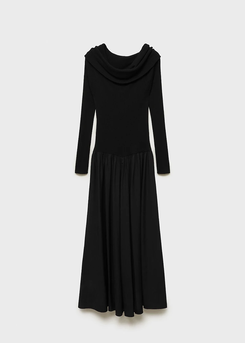 Off-the-shoulder dress combined fabric