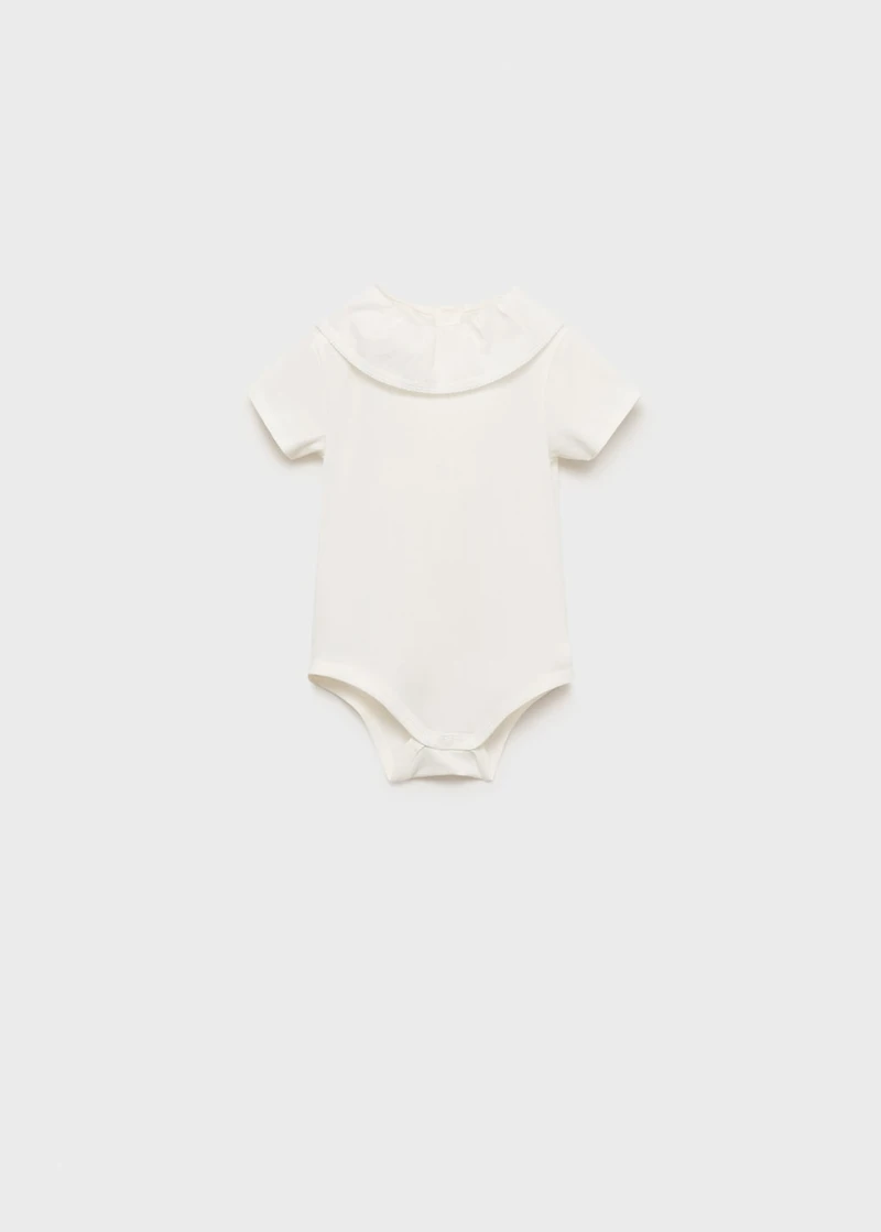 Cotton bodysuit with Peter Pan collar