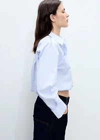 Striped cropped shirt with stitching detail