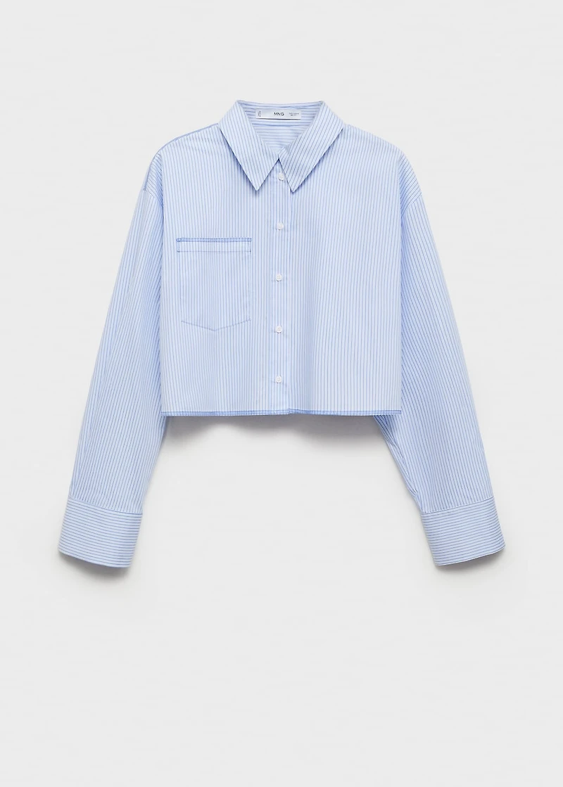 Striped cropped shirt with stitching detail