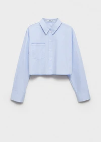 Striped cropped shirt with stitching detail