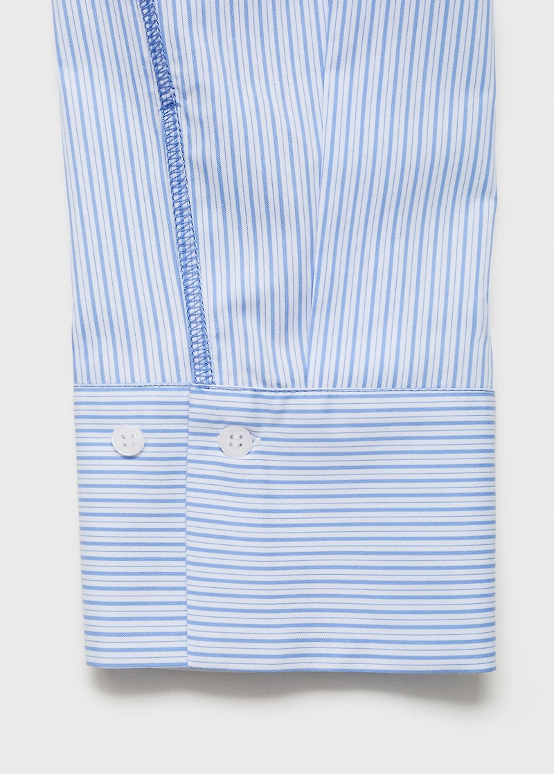 Striped cropped shirt with stitching detail