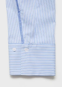 Striped cropped shirt with stitching detail