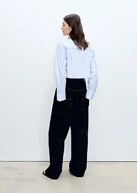 Striped cropped shirt with stitching detail