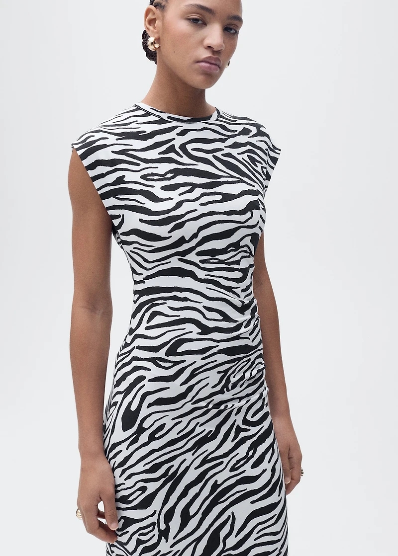 Zebra-print fitted midi-dress