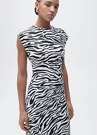 Zebra-print fitted midi-dress