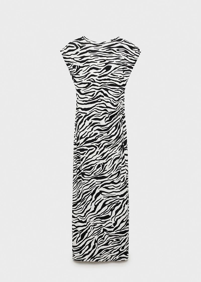 Zebra-print fitted midi-dress