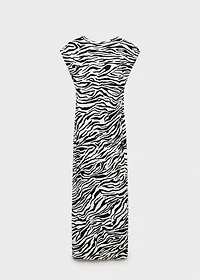 Zebra-print fitted midi-dress
