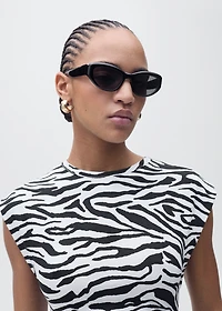 Zebra-print fitted midi-dress