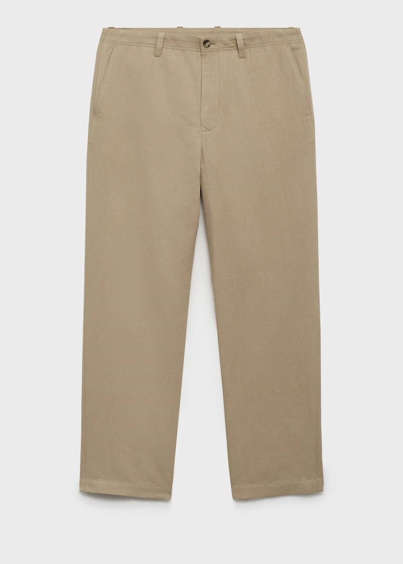 Linen-blend regular-fit pants