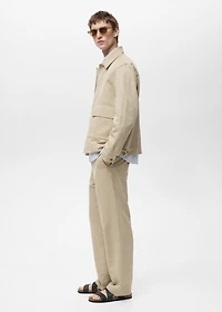 Linen-blend regular-fit pants