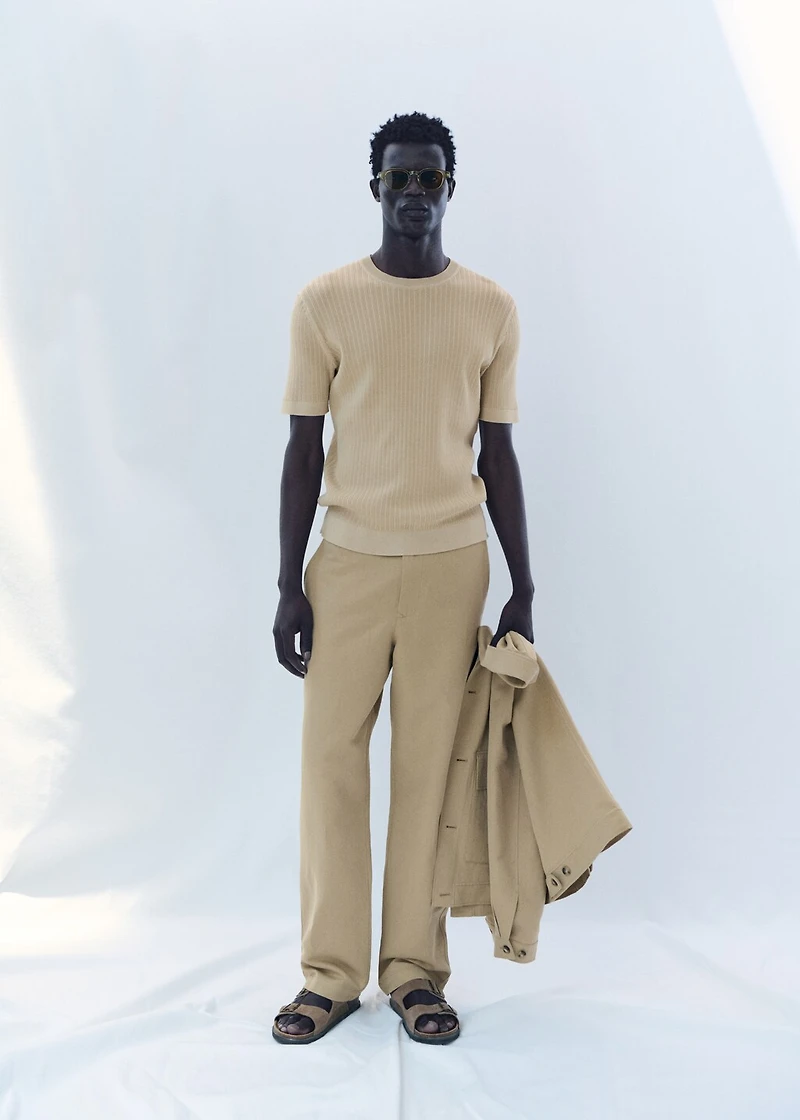 Linen-blend regular-fit pants