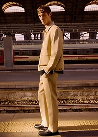 Linen-blend regular-fit pants